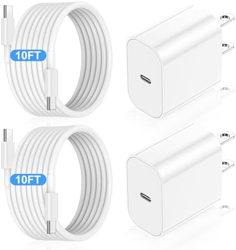 Ultra-Fast 20 W i Phone 16 & 15 Charger Block with 10 ft USB-C to C Cable – Power Adapter for i Phone 16 Pro Max, 15 Pro Max, i Pad Air & Mini – Compact Wall Charger for Ultimate Convenience and Compatibility