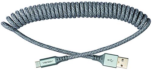 Ventev Helix 14-Inch Expandable i Phone Charging Cable | Tangle-Free Coiled USB-A to Lightning Cord | MFi Certified Fast Charger for Seamless Car Use | Durable Gray Design for Enhanced Compatibility and Efficiency