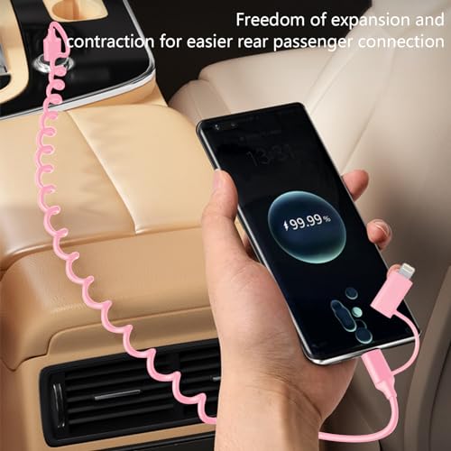 Transform Your Charging Experience with 60 W Dual-Coiled USB-C & Lightning Cable Set – MFi Certified, Fast 60 W Power Delivery, Compact 1.4 FT & Extended 6.6 FT Options, Stylish Pink Design for Enhanced Functionality and Durability