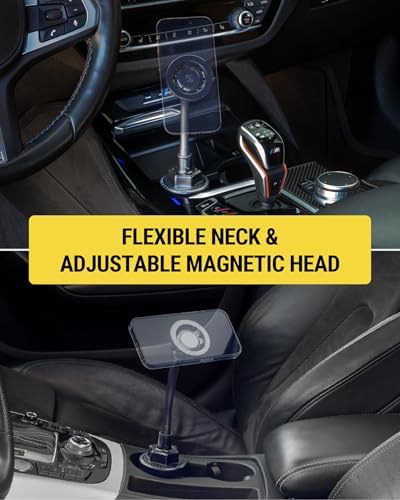 Revolutionize Your Driving Experience with Scosche Magic Mount™ SMSCUP – Adjustable Gooseneck Magnetic Phone Holder for Car, Compatible with i Phone 16-12 Series & Android Devices, Mag Safe Technology, Effortless Hands-Free Navigation, Secure Cup Holder Fit, Effortless Installation