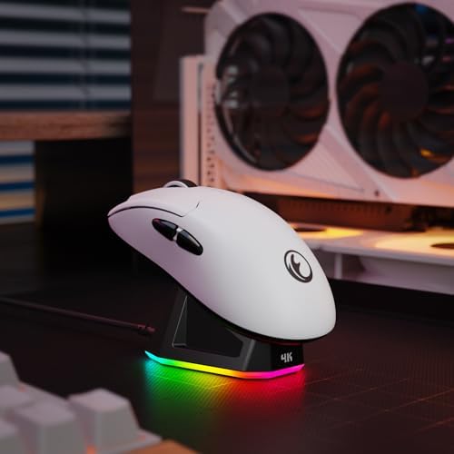 Ultra-Lightweight G63 Tri-Mode 4 K Wireless Gaming Mouse with PAW3395 Sensor – 58 g Design, 4000 Polling Rate, 26000 DPI, 5 Customizable Buttons & RGB Magnetic Charging Dock for Optimal Gaming Performance
