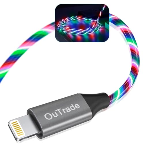 Vibrant LED i Phone Charger Cable | MFi Certified Lightning Cable for Fast, Reliable Charging | 6 ft Multicolored Glow Cable Compatible with i Phone 12, 11 Pro Max, XR, X, SE, 8 Plus, i Pad, i Pod | Stylish Power Solution for On-the-Go Charging