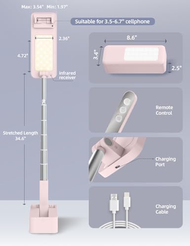 Overhead Phone Stand for Recording,Overhead Phone Mount, Foldable/Extendable/Rechargeable Phone Stand with Light&Wireless Remote, for Photo/Vlog Kit/Tiktok/Unboxing Video,Cooking.v10 – Enhanced Compatibility and Speed