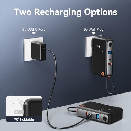Ultimate 3-in-1 Fast Charging Power Bank – 10,000 m Ah PD 35 W USB-C Battery Pack with Integrated 65 W Ga N Wall Charger for i Phone 16/15/14/13, Laptops, Samsung, Pixel, and More – All-in-One Travel Solution with Smart Display and Dual Ports for Enhanced Compatibility and Speed