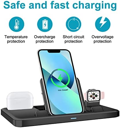 Revolutionary 3-in-1 Wireless Charging Dock for Apple – Fast, Efficient Charging Station for i Phone, Apple Watch & Air Pods – Elegant Space-Saving Design with LED Indicators for Enhanced Device Organization and Compatibility