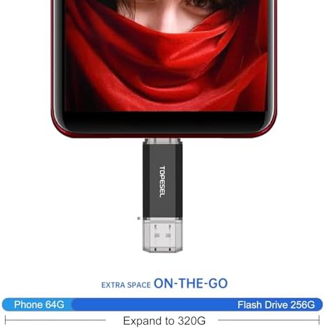 TOPESEL 64 GB Dual Type C USB Flash Drive – High-Speed 2-in-1 Thumb Drive with USB 3.0/3.1 Gen1 Compatibility, LED Indicator, and Portability for Effortless File Sharing Between PCs and Smartphones – Ideal for All Your Data Storage Needs