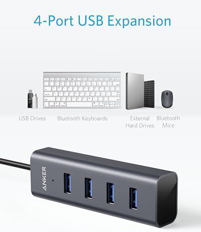 Anker Aluminum USB C Hub with 4 High-Speed USB 3.0 Ports – Ultimate Connectivity Solution for Mac Book Pro, Chromebook, Galaxy S9/S8 & More – Compact, Durable Design for Professionals & Students on the Go