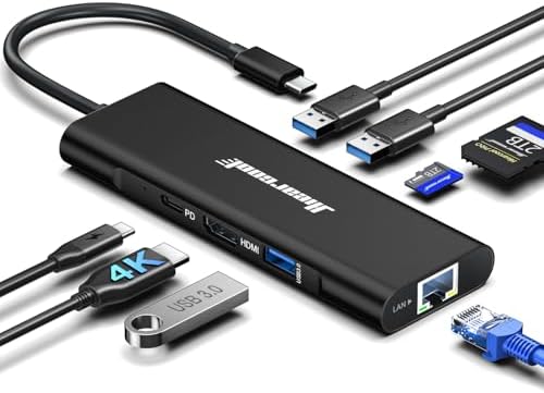 Revolutionize Your Connectivity with the Hiearcool 8-in-1 USB C Hub Ethernet – High-Speed 4 K@60 Hz HDMI, Dual USB 3.0 Ports & Gigabit Ethernet for Mac Book Pro/Air, i Pad, Dell, and Lenovo – Streamline Your Workspace with Effortless Multitasking and Enhanced Compatibility – Ultimate Portable Adapter for Professionals on the Go
