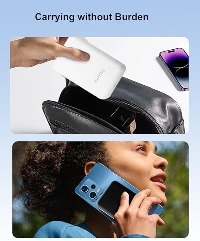 Miady Ultra-Lightweight Mag Safe-Compatible Mini Power Bank – 5000 m Ah Slim Rechargeable Charger with Strong Magnetic Attachment for i Phone 12/13/14/15/16 – Fast USB-C Recharging & Reliable Wireless Charging with Battery Level Indicators for On-the-Go Convenience