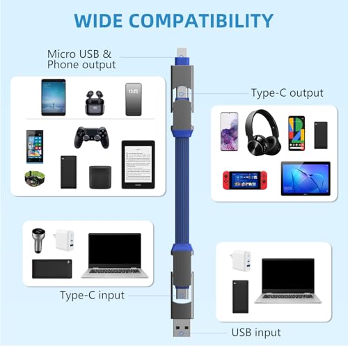 Multi Keychain Charging Cable Travel Portable Charger Cable Magnetic 4 in 1 USB C Cable Compatible with IP 15/15 Pro/ 15 Plus/ 15 Pro Max/MacBook/Galaxy (Lava Black) – Enhanced Compatibility and Speed
