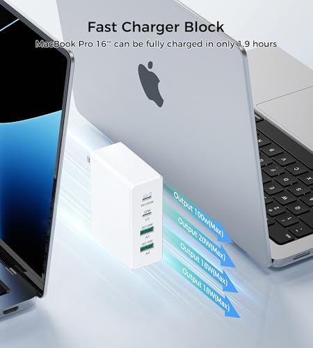 High-Efficiency 140 W USB-C Fast Charger: Versatile Multi-Device Power Hub for Mac Book Pro, i Phone 16/15/14/13 Pro Max, i Pad Pro & Samsung Galaxy – Compact Travel Charger for On-the-Go Professionals