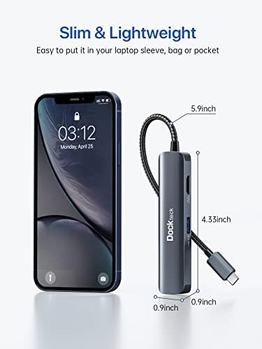 Revolutionize Your Workspace with the dockteck 5-in-1 USB-C Hub Multiport Adapter – 4 K HDMI, Dual SD/TF Card Slots, and 2 High-Speed USB 3.0 Ports for Mac Book Pro, Air, i Pad Pro, and XPS – Unmatched Versatility and Rapid File Transfers