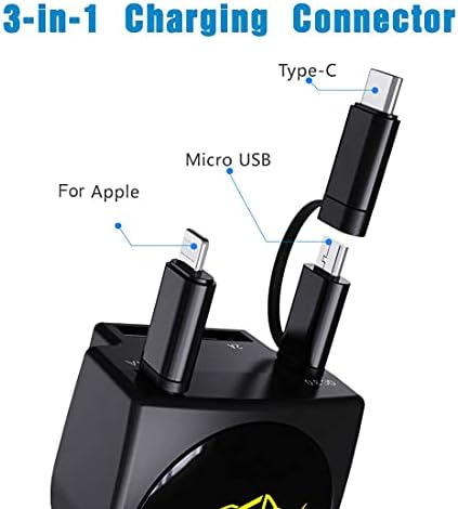 Effortless Charging on the Go: Advanced Retractable Car Charger with Dual USB Ports, Fast 3.1 A Power, and 3 ft Tangle-Free Cables for i Phone & Android Devices – Ultimate Car Accessory for Seamless Connectivity and Safety