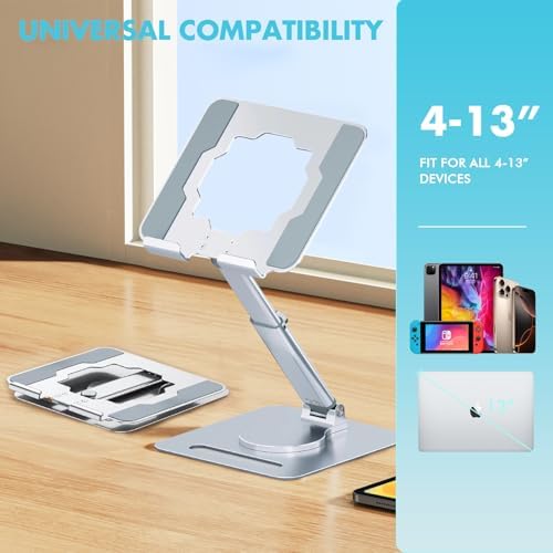 Guazi V 360° Flexible Tablet Stand – Ergonomic, Foldable Holder for i Pad (10.2-12.9”), Smartphones (4-13”) – Anti-Slip Desktop Mount for Enhanced Comfort in Work, Cooking, Gaming & Reading – Perfectly Portable with Universal Compatibility