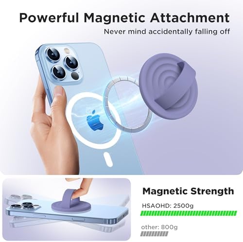 Upgraded Magnetic Phone Grip for i Phone: Premium Silicone Loop Holder with Mag Safe Compatibility – Ergonomic 360-Degree Stand, Non-Slip Design in Sleek Black for Enhanced Comfort and Secure Handling on i Phone 16/15/14/13/12 Pro Max/Plus