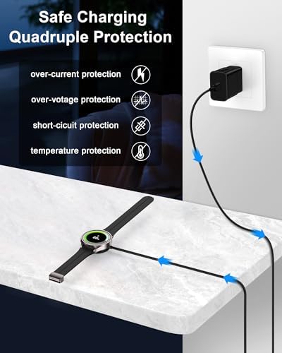 Revolutionary Magnetic Wireless Charger for Samsung Galaxy Watches – 25 W USB-C Fast Charging Block with 3.3 FT Type-C Cable in Stylish Black – Unmatched Compatibility with Galaxy Watch Ultra/FE/7/6/6 Classic/5/5 Pro/4/4 Classic/3/Active 2/1 – Effortless Docking & Robust Design for Enhanced Charging Efficiency