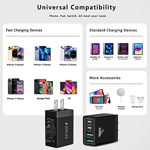 Aiminu 40 W 4-Port USB C Wall Charger Block 3-Pack – Efficient PD Fast Charging Solution for i Phone 15/14/13/12/11/Pro Max, i Pad & Android Devices – Ideal for Home, Travel, and Multi-Device Power Needs