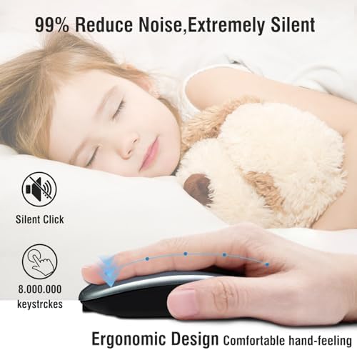 Ultimate Wireless Bluetooth Mouse for i Pad, Mac Book Pro, Air, and PCs – Rechargeable Silent Design for Productivity on the Go – Portable Slim Dual Mode Mouse with LED Indicators and Universal Compatibility