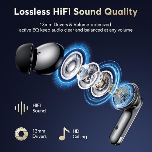 EUQQ Premium Bluetooth 5.4 Wireless Earbuds – Experience Immersive Sound with 36-Hour Battery Life, Dual Noise-Canceling Mics, and IP7 Waterproof Protection – Ideal for Music Lovers, Professionals, and Active Lifestyles with Intelligent Transparency Mode