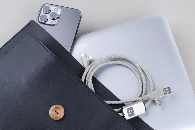 Sustainable 3-in-1 Fast Charging Cable – Multi-Connector USB, USB-C & Lightning for 100 W Rapid Power Delivery – Durable 1-Meter Length for All Smartphones & Devices – Eco-Conscious Charging Solution for Home and Travel