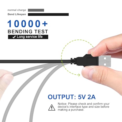 LANMU USB to DC Power Cable, DC 5V Power Cord 5.5 2.1mm Jack Charging Cable with 14 Interchangeable Plugs Addapters for 5V Devices – Enhanced Compatibility and Speed