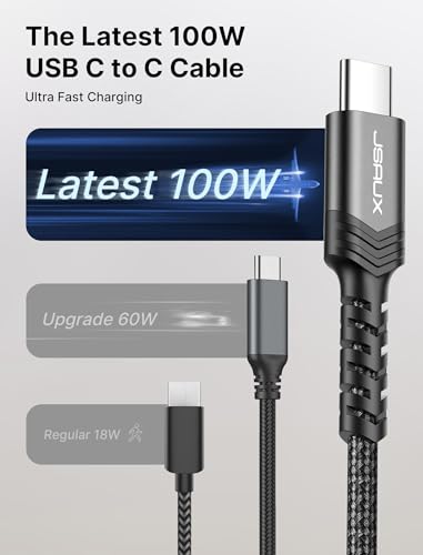 JSAUX Versatile 3-Pack USB C to USB C Cable Set – 100 W Fast Charging (10 ft, 6.6 ft, 3.3 ft) for Nintendo Switch, i Phone 16/15 Pro Max, Samsung Galaxy S25/S24, i Pad Pro – Durable, High-Speed Type C Charger Cables in Sleek Black Design for Ultimate Compatibility and Convenience