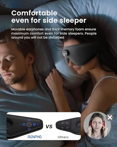 RENPHO Bluetooth Sleep Mask with HD Headphones – Luxurious 3 D Blackout Eye Mask for Side Sleepers, Ultimate Relaxation Gift for Women Seeking Comfort and Sound Serenity