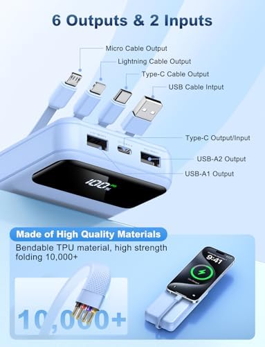 Ultra-High Capacity 50000 m Ah Power Bank – Ultimate Portable Charger with 22.5 W Fast Charging & Built-In Cables for Multi-Device Use – Perfect for Camping, Travel, and Outdoor Adventures – Lightweight, Reliable, and Compatible with i Phone, Samsung Galaxy, Google Pixel & More – Advanced Safety Features with 10,000 Bend-Resistant Cables for Unmatched Durability – Charge Up to 6 Devices Simultaneously with USB-C Two-Way Charging and LED Display for Power Monitoring – Ideal for Outdoor Enthusiasts and Frequent Travelers Seeking Convenience and Safety – Enjoy 365 Days Replacement Guarantee & 24/7 Customer Support for Peace of Mind