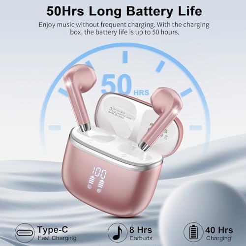 HOIFA Advanced Bluetooth 5.4 Wireless Earbuds – Immersive Hi-Fi Stereo Sound, 48-Hour Playtime, IP7 Waterproof for Active Lifestyles, Enhanced ENC Noise Cancelling Mic, LED Battery Indicator, Ergonomic Comfort for Professionals and Music Enthusiasts