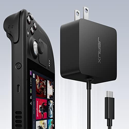JSAUX 45 W USB C Charger with 5 FT PD 3.0 Cable – Ultimate Fast Charging Solution for Steam Deck, OLED Switch, Mac Book & More – Optimal Power Delivery for i Phone 16/15, Samsung Galaxy S25/S24/S23/S22, i Pad, Pixel Devices – Compact, Durable, and Universally Compatible Charging Accessory