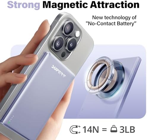 Ultra-Slim SUPERV Magnetic Power Bank 5000 m Ah – Wireless Charger with 20 W PD Fast Charging & USB-C Cable, Magsafe-Compatible for i Phone 12/13/14/15/16 Series – Effortless Connectivity & Enhanced Portability