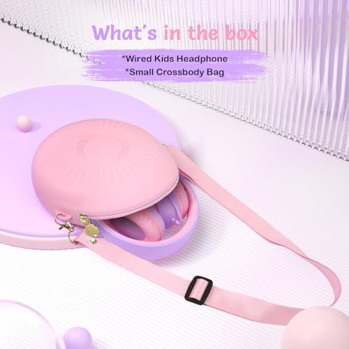 Comfortable Pink Headphones for Kids with Microphone – Safe Listening Technology at 85/94 d B, Foldable & Portable for School and Travel, Includes Stylish Carrying Case – Ideal for Young Girls Who Love Music and Learning