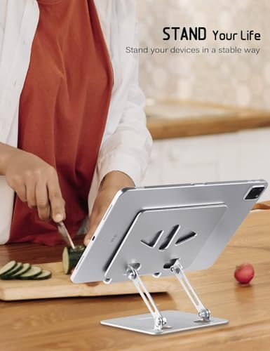 Versatile Adjustable Aluminum Tablet Stand Holder – Foldable and Lightweight Desktop Mount for i Pad Pro 12.9, i Pad Air, Mini, Samsung Galaxy Tabs, and Kindle Fire (4-12 inch) – Enhanced Stability and Comfort for Optimal Viewing Experience in Purple