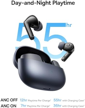 Baseus Bass BP1 Pro Noise Cancelling Wireless Earbuds – Immersive Hi-Res Audio with LDAC, 55-Hour Playtime, and 6-Mic AI Call Clarity – Waterproof IP55 for All-Weather Use, Next-Gen Bluetooth 6.0 for Seamless Connectivity – Elevate Your Listening Experience Instantly