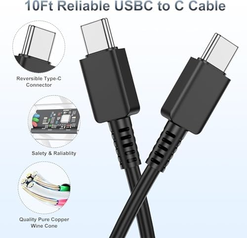 Dual 45 W Fast Charging Block Set with 10 ft USB-C to C Cables – Ultimate Power Solution for Samsung Galaxy S25/S24/S23+/S22+ and More – High-Efficiency Adapter for Android Devices, Perfect for Home Use and Travel Convenience