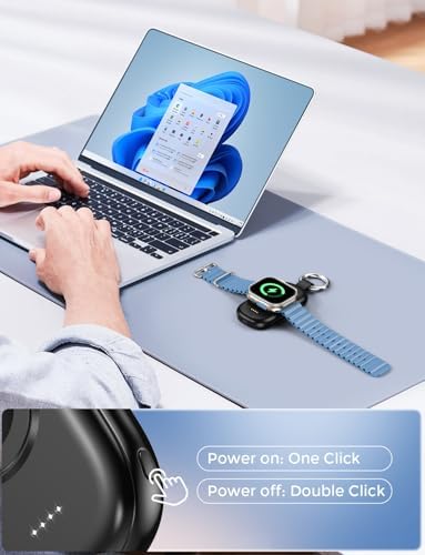 Portable Magnetic Wireless Charger for Apple Watch – 1200 m Ah Keychain Power Bank for Effortless Charging on the Go – Universal Compatibility with All Apple Watch Series Including Ultra Models – Ideal Fast Charging Solution for Active Lifestyles