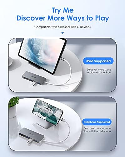 Upgrade Your Connectivity with the LENTION USB C Hub – 3 USB 3.0 Ports & SD/Micro SD Card Reader for i Phone 15, Mac Book Pro (2016-2023), Mac Air, i Pad Pro & Surface – Sleek Space Gray Design for Effortless Integration and High-Speed Data Transfer