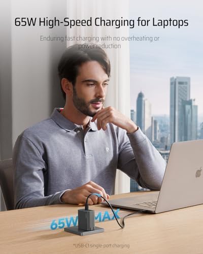 CUKTECH 65 W USB-C Fast Charger – Compact & Foldable Ga N Power Adapter for Multi-Device Charging – Ideal for i Phone, Mac Book, Galaxy & i Pad – Enhanced Safety Features with Overheating Protection – Sleek Grey Design for Modern Aesthetics – Efficient 3-Port Charging Solution for Home, Office & Travel – Upgrade Your Charging Experience with a Durable, High-Performance Charger that Combines Style and Functionality – Perfect for On-the-Go Power Needs – Streamline Your Tech Setup with Reliable Speed and Compatibility – Elevate Your Power Game Today!