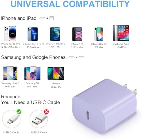 10 Ft i Phone Fast Charger 2-Pack – 20 W Super Fast Charging Cables for i Phone 14/13/12/11 Pro Max, Plus, Mini, and i Pad – Enhanced Durability, Flexibility, and Rapid Power Delivery for Ultimate Convenience