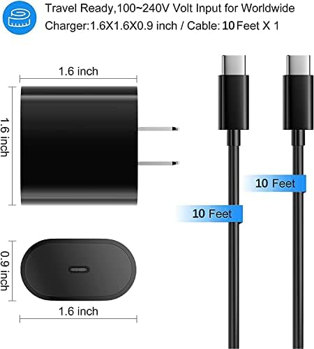 20 W USB-C Fast Charger for i Pad Pro, Air & Mini – Ultimate PD Wall Charger with 6.6 ft USB-C to C Cable for Rapid Charging Across All Generations, Compact Design for On-the-Go Power Solutions, Enhanced Safety Features to Prevent Overheating