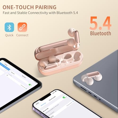 Premium Clip-On Bluetooth 5.4 Earbuds | Open Ear Sport Headphones with 35-Hour Battery Life for All-Day Listening | Ultra-Lightweight Wireless Earphones Featuring Crystal-Clear Voice Calls & Integrated Microphone | Ideal for Fitness and Outdoor Adventures (Sleek Black)