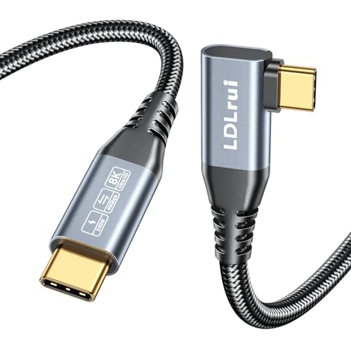 USB C Monitor Cable 8K/4K UHD Display[4FT], 40Gbps USB 4 High Speed Data Transfer Cable, Right Angle USB C for Thunderbolt 4 Cord, 240W Fast Charging for iPhone 16, MacBook Pro, KVM Switch, Samsung – Enhanced Compatibility and Speed