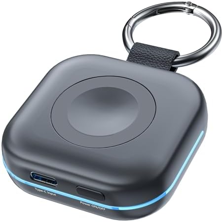 Ultra-Compact Magnetic Wireless Charger for Apple Watch Series 10 to 2 – 1800 m Ah Power Bank with Keychain for Effortless Travel and Instant Power Access – Essential i Watch Accessory for Fast Charging on the Go