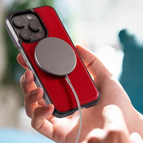 Dreem Empower Magnetic Wireless Charger Pad – High-Speed Mag Safe & Qi-Certified Charging Solution with Premium Vegan Leather Finish in Coffee – Effortless Device Alignment & Enhanced Overheat Protection for a Stylish, Tangle-Free Experience