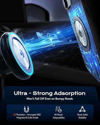 Magnetic Cup Phone Holder Car Wireless Charger for MagSafe, 15W Fast Charging Car Mount Stand for iPhone 16 Pro Max/15/14/13/12, Cupholder Expander, LED Light Ring, Strong N52 Magnets – Enhanced Compatibility and Speed