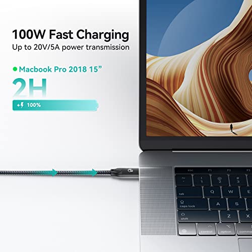 Yottamaster 3.3 ft USB C to USB C Cable – 20 Gbps High-Speed Data Transfer & 100 W Fast Charging, Braided Design with E-Marker for Enhanced Compatibility – 4 K@60 Hz Video Output for Phones, Laptops, Tablets, & Switch Devices – Durable & Tangle-Free Connection