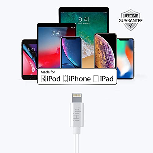 Premium i Hip 6 ft Bend Test Certified Lightning Cable – Durable White PVC USB Charging Cord for i Phone, i Pad, & i Pod – Fast Charging & Enhanced Compatibility for Everyday Use