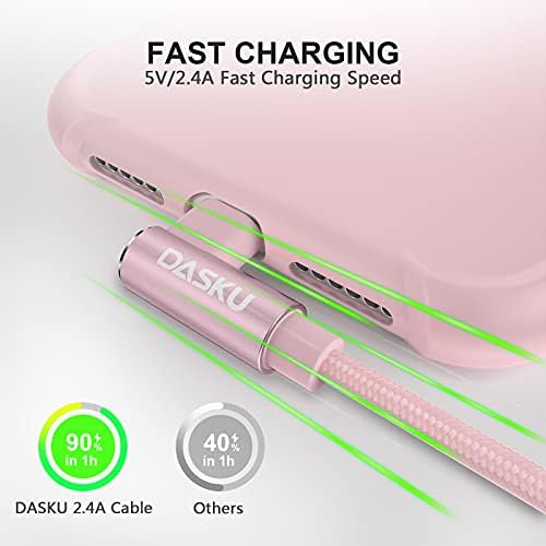 Dasku 3 FT 90-Degree USB C to Lightning Charging Cable – Fast 20 W Nylon Braided Cord for i Phone 14/13/Pro/12/Max/11/XS/XR/8/Plus – Ultimate Durability & Efficient Data Sync for Tight Spaces