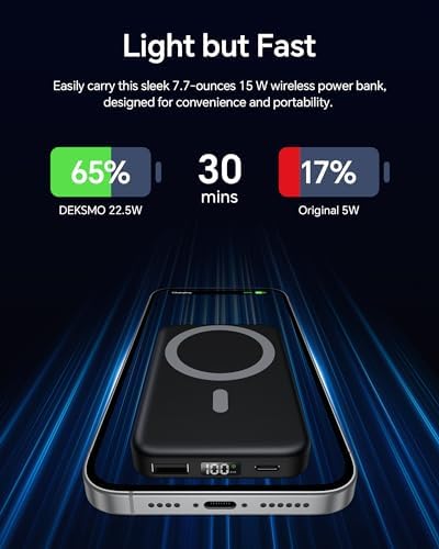 Sleek Magnetic Wireless Power Bank 10000 m Ah – Ultra-Fast Charging with USB-C PD 22.5 W for i Phone 16/15/14/13/12/11 – Lightweight Battery Pack with LED Display, Ideal for Mag Safe and On-the-Go Convenience