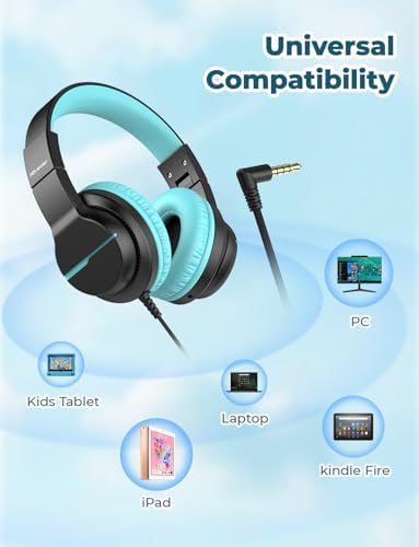 i Clever Kids Headphones: Safe 85 d B Volume-Limited Over-Ear Stereo Sound for Children – Foldable, Lightweight, and Compatible with i Pads and Computers for Easy Travel and Learning